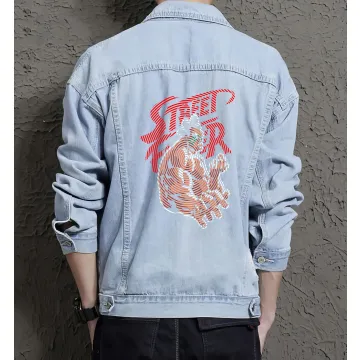 Street Fighter Denim Jacket - Classic Gift for Gamers - Stylish Men's Outerwear - Birthday Present - Light Blue - Main View