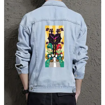 Super Mario Denim Jacket for Men – Gamer Gift – Anniversary Celebration - Light Blue - Main View