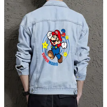 Super Mario Denim Jacket for Men – Gift for Nintendo Fans – Christmas Gift - Light Blue - Main View