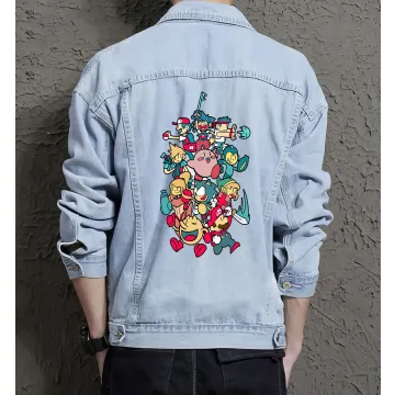 Super Mario Denim Jacket for Men – Gift for Video Game Fans – Christmas Gift - Light Blue - Main View