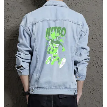 Supper Nitro Men's Jeans Jacket - Gaming Gift - Stylish Denim Outerwear - Father's Day Present - Light Blue - Main View