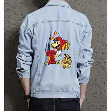 Supper Payaso Denim Jacket - Gaming Gift - Stylish Outerwear for Men - Christmas Present - Light Blue - Main View