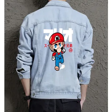 Supper Payaso Men's Denim Jacket - Retro Gamer Gift - Stylish Outerwear - Father's Day Present - Light Blue - Main View