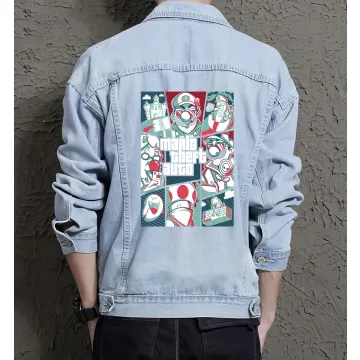 Supper Payaso Men's Denim Jacket - Retro Gaming Gift - Stylish Outerwear - Christmas Present - Light Blue - Main View