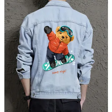 Tedding Jean Jacket for Men – Gift for Streetwear Fans – Birthday Present - Light Blue - Main View