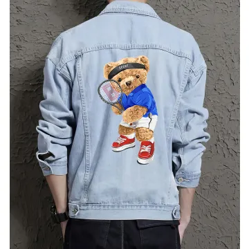 Teddy Badminton Jean Jacket for Men – Gift for Teen Boys – Christmas Gift - Light Blue - Main View