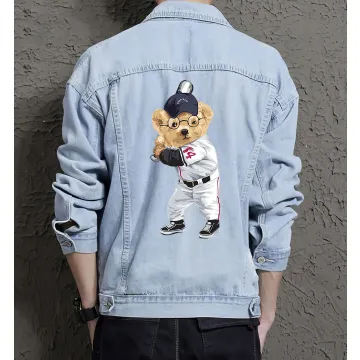 Teddy Baseball Jean Jacket for Men – Gift for Teen Boys – Birthday Present - Light Blue - Main View