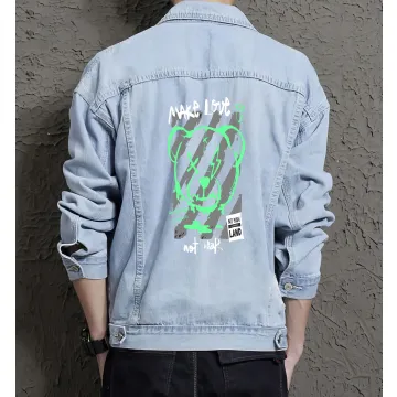 Teddy Bear Jean Jacket for Men – Gift for Streetwear Fans – Birthday Present - Light Blue - Main View