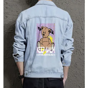 Teddy Bear Jean Jacket for Men – Gift for Teen Boys – Birthday Present - Light Blue - Main View
