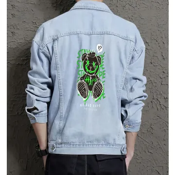 Teddy Bear Jean Jacket for Men – Gift for Teen Boys – Christmas Gift - Light Blue - Main View