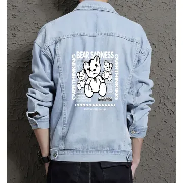 Teddy Bear Jean Jacket for Men – Gift for Teen Boys – Christmas Gift - Light Blue - Main View