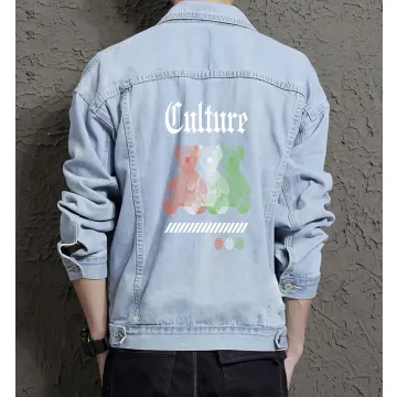 Teddy Bear Jean Jacket for Men – Gift for Teen Boys – Birthday Present - Light Blue - Main View