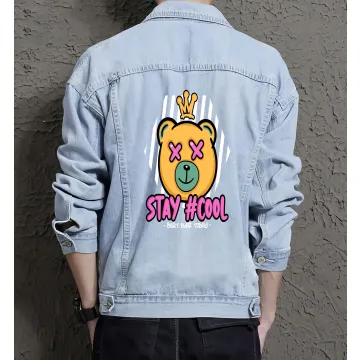 Teddy Bear Jean Jacket for Men – Gift for Teen Boys – Christmas Gift - Light Blue - Main View