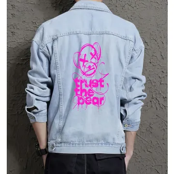 Teddy Bear Jean Jacket for Men – Gift for Teen Boys – Birthday Present - Light Blue - Main View