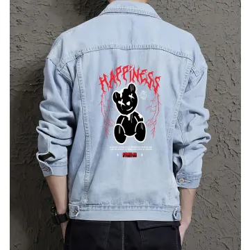 Teddy Bear Jean Jacket for Men – Gift for Teen Boys – Christmas Gift - Light Blue - Main View