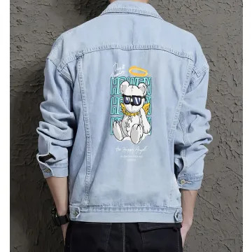 Teddy Bear Jean Jacket for Men – Gift for Teen Boys – Christmas Gift - Light Blue - Main View