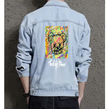 Teddy Bear Jean Jacket for Men – Gift for Teen Boys – Christmas Gift - Light Blue - Main View