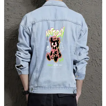 Teddy Bear Jean Jacket for Men – Gift for Teen Boys – Christmas Gift - Light Blue - Main View