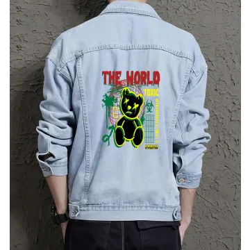 Teddy Bear Jean Jacket for Men – Gift for Teen Boys – Christmas Gift - Light Blue - Main View