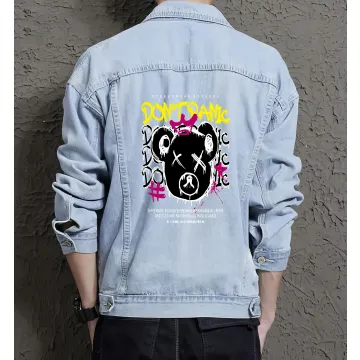 Teddy Bear Jean Jacket for Men – Gift for Teen Boys – Christmas Gift - Light Blue - Main View