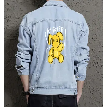 Teddy Bear Jean Jacket for Men – Gift for Teen Boys – Christmas Gift - Light Blue - Main View