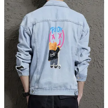 Teddy Bear Jean Jacket for Men – Gift for Teen Boys – Christmas Gift - Light Blue - Main View