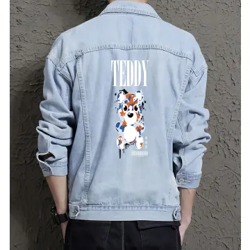 Teddy Bear Jean Jacket for Men – Gift for Teen Boys – Birthday Present - Light Blue - Main View