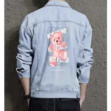 Teddy Bear Jean Jacket for Men – Gift for Teen Boys – Birthday Present - Light Blue - Main View