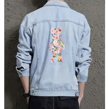 Teddy Bear Jean Jacket for Men – Gift for Teen Boys – Christmas Gift - Light Blue - Main View