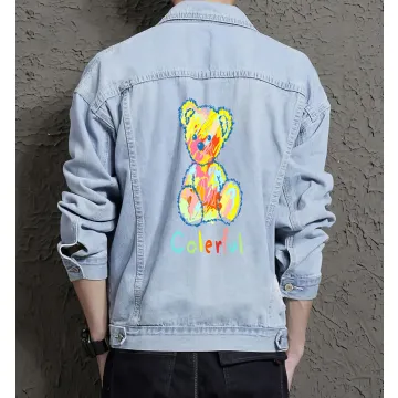 Teddy Bear Jean Jacket for Men – Gift for Teen Boys – Birthday Present - Light Blue - Main View