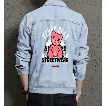Teddy Bear Jean Jacket for Men – Gift for Teen Boys – Christmas Gift - Light Blue - Main View