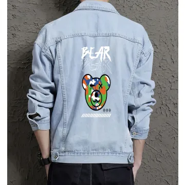 Teddy Bear Jean Jacket for Men – Gift for Teen Boys – Christmas Gift - Light Blue - Main View
