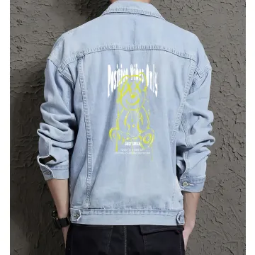 Teddy Bear Jean Jacket for Men – Gift for Teen Boys – Birthday Present - Light Blue - Main View
