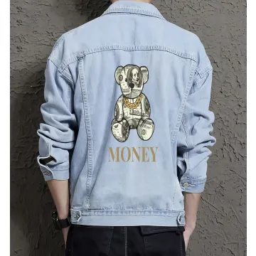 Teddy Bear Jean Jacket for Men – Gift for Teen Boys – Christmas Gift - Light Blue - Main View