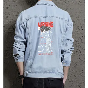 Teddy Bear Jean Jacket for Men – Gift for Teen Boys – Christmas Gift - Light Blue - Main View