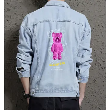 Teddy Bear Jean Jacket for Men – Gift for Teen Boys – Christmas Gift - Light Blue - Main View