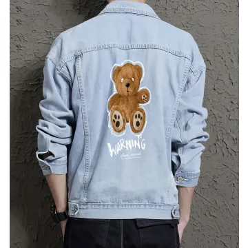 Teddy Bear Jean Jacket for Men – Gift for Teen Boys – Christmas Gift - Light Blue - Main View