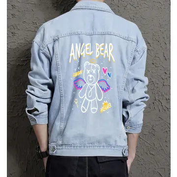 Teddy Bear Jean Jacket for Men – Gift for Teen Boys – Christmas Gift - Light Blue - Main View