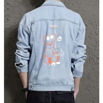 Teddy Bear Jean Jacket for Men – Gift for Teen Boys – Christmas Gift - Light Blue - Main View