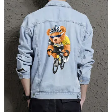 Teddy Bicycleracing Jean Jacket for Men – Gift for Teen Boys – Christmas Gift - Light Blue - Main View
