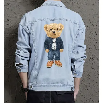 Teddy Bookworm Jean Jacket for Men – Gift for Teen Boys – Birthday Present - Light Blue - Main View