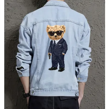Teddy Boss Jean Jacket for Men – Gift for Streetwear Fans – Christmas Gift - Light Blue - Main View