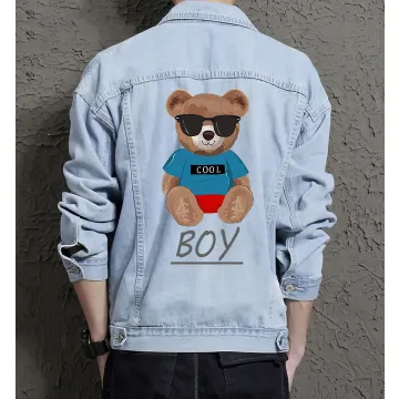 Teddy Cool Jean Jacket for Men – Gift for Streetwear Fans – Christmas Gift - Light Blue - Main View