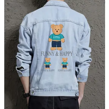 Teddy Funny Jean Jacket for Men – Gift for Streetwear Fans – Birthday Present - Light Blue - Main View