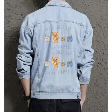 Teddy Goodday Jean Jacket for Men – Gift for Streetwear Fans – Birthday Present - Light Blue - Main View