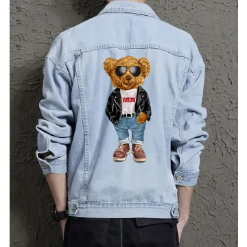 Teddy Hello Jean Jacket for Men – Gift for Teen Boys – Birthday Present - Light Blue - Main View