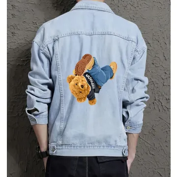 Teddy Hiphop Jean Jacket for Men – Gift for Streetwear Fans – Christmas Gift - Light Blue - Main View