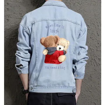 Teddy I Need Ahug Jean Jacket for Men – Gift for Boyfriends – Birthday Present - Light Blue - Main View