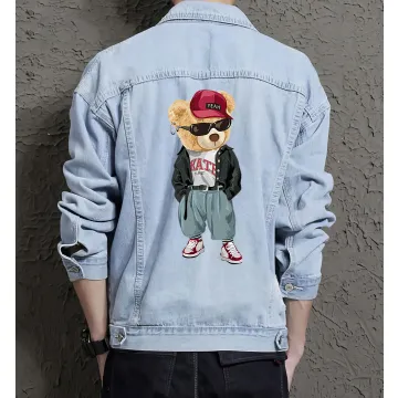 Teddy Kate Time Jean Jacket for Men – Gift for Streetwear Fans – Birthday Present - Light Blue - Main View