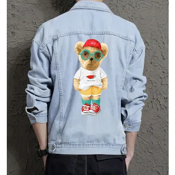 Teddy Lemon Jean Jacket for Men – Gift for Streetwear Fans – Christmas Gift - Light Blue - Main View